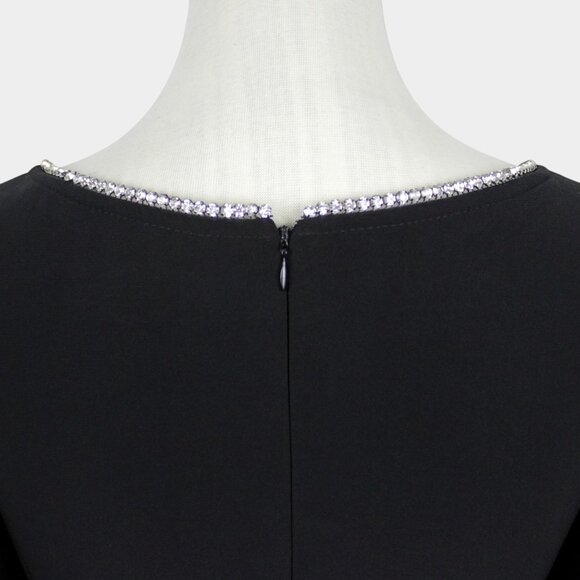 Joseph Ribkoff Black Midi Dress with Rhinestone Trim - Picture 8 of 9